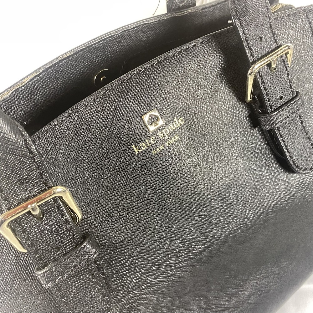 Kate Spade Satchel Bag Womens Black Leather Structured Tote Purse Gold Hardware - Picture 2 of 10